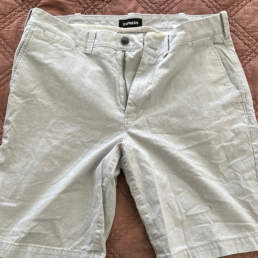 Express Gray Flat Front Shorts Casual Style